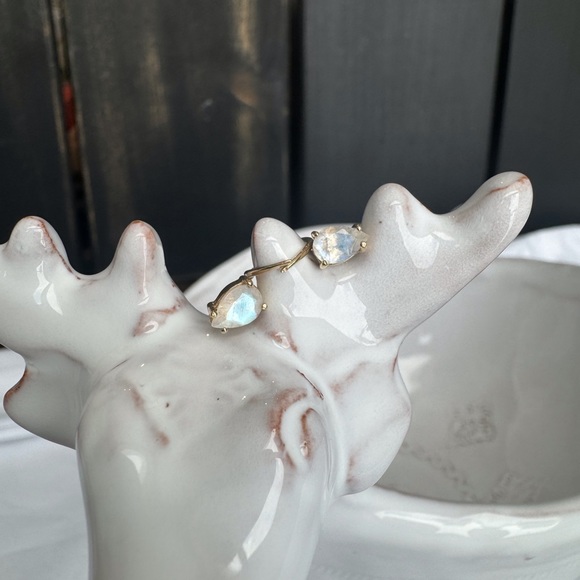 14KYG Moonstone Open Huggie Earrings - Picture 5 of 5